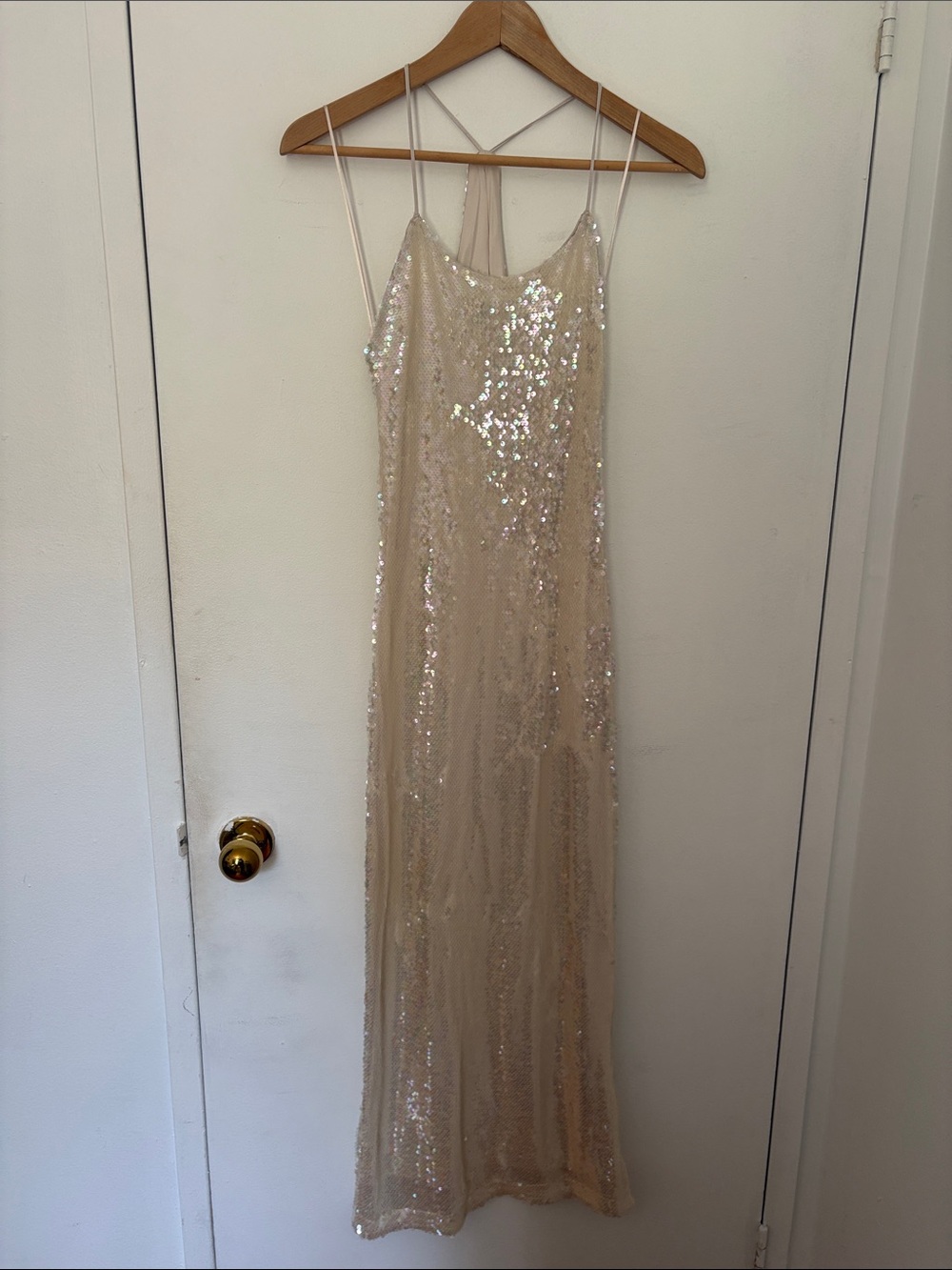 Sequin Slip Maxi Dress in Champagne